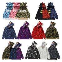 ☌₪☃BAPE BEII BAPE Noctilucent เสื้อโค้ทแฟชั่นมีฮู้ดติดซิปสำหรับฤดูหนาวและใบไม้ร่วง