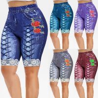 Summer Short Leggings Ladies Plus Size Denim Yoga Shorts Leggings - Plus Size Women - Aliexpress