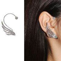 แฟชั่นเงิน S925 Rhinestone Angel Wing ต่างหูสำหรับผู้หญิง Shiny ต่างหู Ear Clip