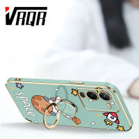 VRQR ขาตั้งแหวนนาฬิกาชุบขอบตรงสำหรับ Vivo V25 Pro เคสนิ่มใส่โทรศัพท์หรูหราคุณภาพสูงการออกแบบใหม่