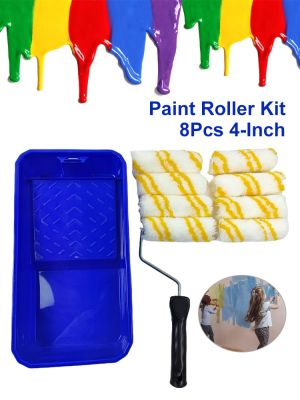 【YF】❀  Multifunctional Paint With Tray 4inch Household Use Wall Brushes tackle roll decorative Painting BrushTool 8PC