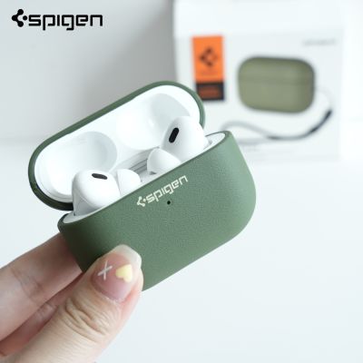 Spigen เคสซิลิโคน หนัง พร้อมสายคล้องไนล่อน สําหรับ AirPods รุ่นที่ 2