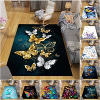 Butterfly Pattern Cars Living Room Anti-Skid Area Rug Kids Bedroom Mats Yoga Mat Large Car Decor