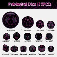 15ชิ้นที่สมบูรณ์ Polyhedral DND ลูกเต๋าชุด D3-D100ทรงกลม RPG ลูกเต๋าชุดสำหรับบทบาทการเล่นตารางเกมอุปกรณ์