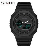 □✻ Sanda Women Watch Luxury Fashion Multifunctional Luminous Women Watch Dual Display Sports Watch 6016-6