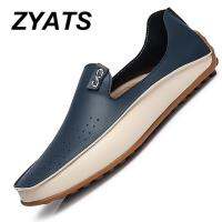 ZYATS รองเท้าโลฟเฟอร์แบบสวมสำหรับผู้ชายขนาดพิเศษ36-47มีรูรองเท้าใส่ชิลระบายอากาศพื้นแฟชั่นรองเท้าลำลองผู้ชายใหม่