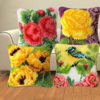 Flower Plants Series Coarse Wool Segment Embroidery DIY Pillow Materials Package Handcraft Latch Hook Kits klink haak kussen