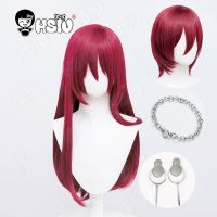 Saegusa Ibara Cosplay Wig Game ES Ensemble Stars Cosplay Fiber synthetic wig「HSIU 」Deep Rose Long Or Short hair+Free Wig Cap Wig  Hair Extensions Pads