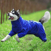 Dog Raincoat For Small Large Dogs Reflective Zipper Waterproof Clothes High Collar Cloak Hooded Jumpsuit Overalls Lador