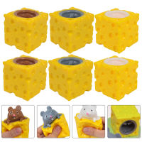 WINOMO 6pcs บีบของเล่นของเล่นของเล่น Mouse Cheese Mouse Cups ของเล่นการบีบอัดที่น่ารัก