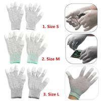 ถุงมือคาร์บอนไฟเบอร์ Anti-Static Finger Dipping Anti-Skid สวมใส่ป้องกันแรงงานอิเล็กทรอนิกส์ทำงานถุงมืออุตสาหกรรม-GSDDA