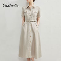Usestudio OL Dress Women Shirt New Literary Office Lady Dress Summer 502b001