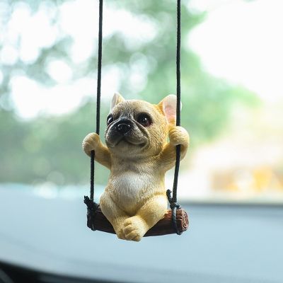 【jw】☂  New Resin Dog Anime Car Accessorie Bulldog Pingente Espelho Retrovisor Ornamentos Presente de Aniversário Casal Acessórios
