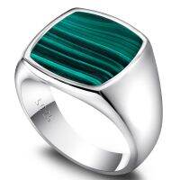 【hot】 New Mens 925 Sterling Malachite Classic Jewelry