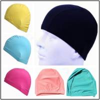 【CW】Children Kids Elastic Fabric Swimming Cap Swiming Pool Water Sport Protect Ears Hat Swim Bathing Hats Caps Boys Girls pure color