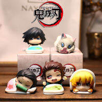 ชุด5Pcs Demon Slayer Kimetsu ไม่มี Yaiba Sleeping Ver ตุ๊กตาขยับแขนขาได้5ซม.ตุ๊กตาของเล่น