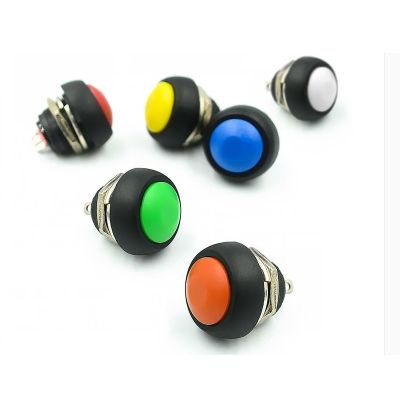 1PCS Small Waterproof Self Reset Button Switch Round Lockless Button PBS-33B Black White Yellow Orange Blue Green Red 12mm
