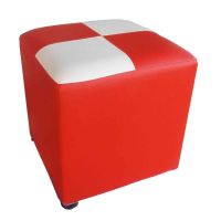 Piyalak Shop เก้าอี้ทรงสตูล เบาะสี่เหลี่ยม หุ่มหนัง PVC รุ่น Stool (สีแดง/ขาว)