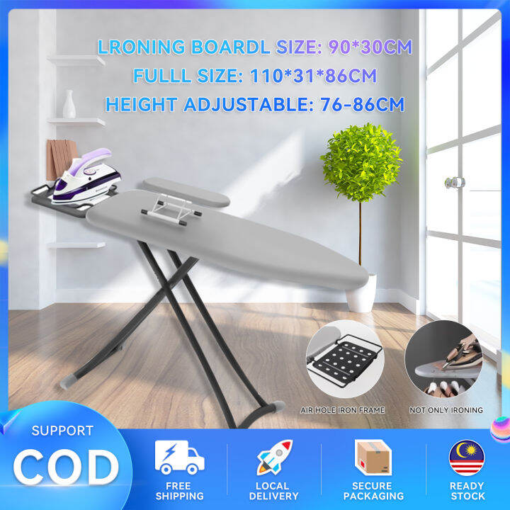 【Ready Stock】Ironing board 6speed adjustment foldable steam papan
