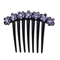 ลื่น7ฟันหวีผมฝีมือดี Rhinestone ดอกไม้ตกแต่งงานแต่งงานผมติดอุปกรณ์ผม