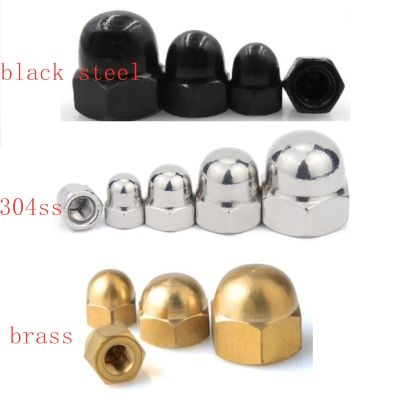 3-50pcs Acorn Cap Nut M3 M4 M5 M6 M8 M10 M12 steel with black or Stainless Steel 304 or brass Decorative Cap Nuts Caps Covers Nails Screws Fasteners
