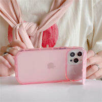 เคสโทรศัพท์โปร่งใสยึดกระจกแต่งหน้าพับได้ที่มองไม่เห็นสำหรับ iPhone 14 Pro Max 13 11 12 Pro XS Max ฝาครอบป้องกันสีลูกอม