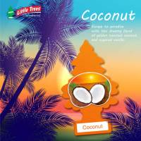 Little Trees แผ่นน้ำหอมปรับอากาศ ลิตเติ้ลทรี กลิ่น Coconut (ของแท้) กลิ่นมะพร้าวผสมวนิลา หอมหวานลงตัว ชวนฝัน