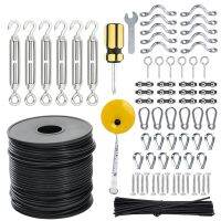 String Light Hanging Kit,196Ft PVC Coated Stainless Steel304 Wire Rope,String Lights Suspension Kit Included Accessories