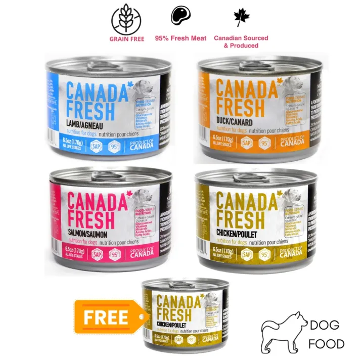 Buy 5 Cans Canada Fresh Dog Food 170g + Free 1 Can Chicken 170g for All