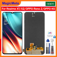 MagicMeta จอ OLED สำหรับ Realme XT/X2/OPPO Reno Z/OPPO K5จอแสดงผล LCD แบบสัมผัสหน้าจอเครื่องอ่านพิกัดบนลายนิ้วมือรองรับ Realme RMX1921/X2 RMX1992/OPPO Reno Z CPH1979 /Oppo K5 PCNM00