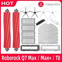 Roborock แปรงปัดด้านข้างหลักสำหรับ Q7 Max + T8ตัวกรอง Hepa ที่ครอบไม้ถูพื้นผ้าไม้ถูพื้นเครื่องดูดฝุ่นหุ่นยนต์อะไหล่