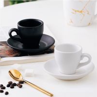 80ml Black Espresso Mug Suit Professional Bone China Coffee Cup And Plate Set Italian Latte Coffe Milk Tea Tumbler Dropshipping Cables