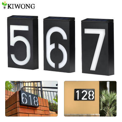 2021Solar Address Number Plate Sign Lamp Solar Powered House Number Doorplate Lamps 6 LED Lights Ho Door Digital Solar Light