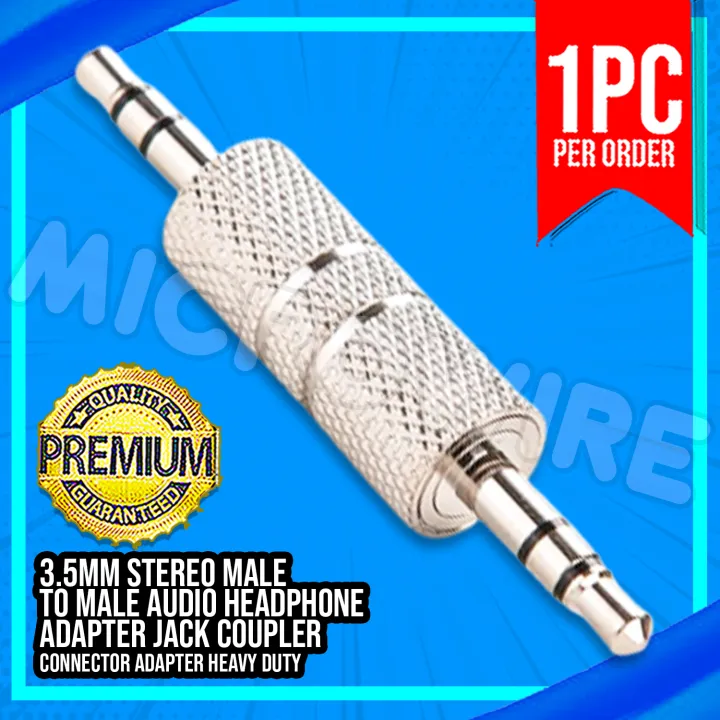 Sliver 3.5mm Stereo Male to Male Audio Jack Plug Headphone Adapter Jack Coupler Connector