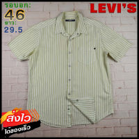 Levis®แท้ อก 46 เสื้อเชิ้ตผู้ชาย ลีวายส์ สีเขียวอ่อน แขนสั้น เนื้อผ้าดี เสื้อคาวบอย เสื้อวินเทจ