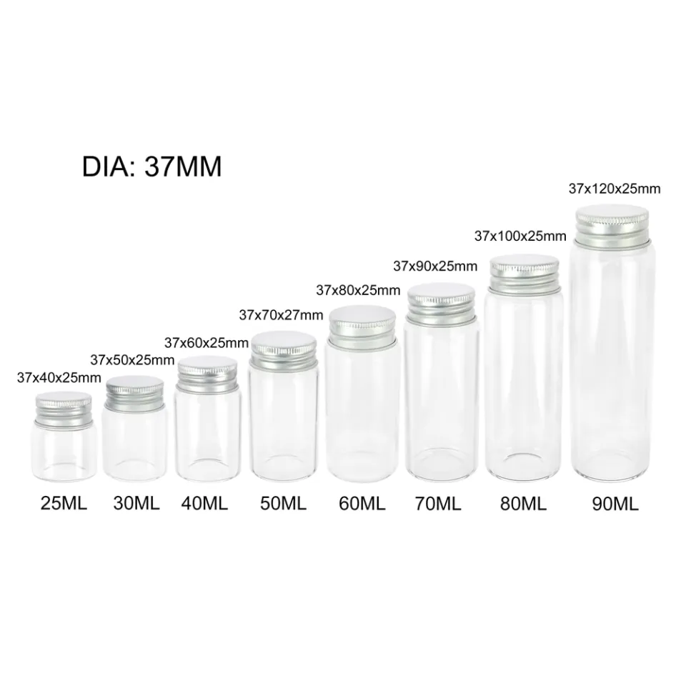 100pcs Tiny Vials 5ml Small Glass Bottles Mini Jars with Aluminum Screw Lids  Top