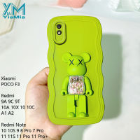 YiaMia เคสโทรศัพท์หมีน่ารักสำหรับ Redmi 9A 9C 9T 10A 10X 10 10C A1 A2 POCO F3 Note 11 Pro Note 11S Note 11 Pro + Note 10S Note 9 S Note 8 Pro Note 7ฝาครอบพร้อมตัวยึดโทรศัพท์กันกระแทกซิลิโคนแบบนิ่มขอบคลื่นของเหลว Pro