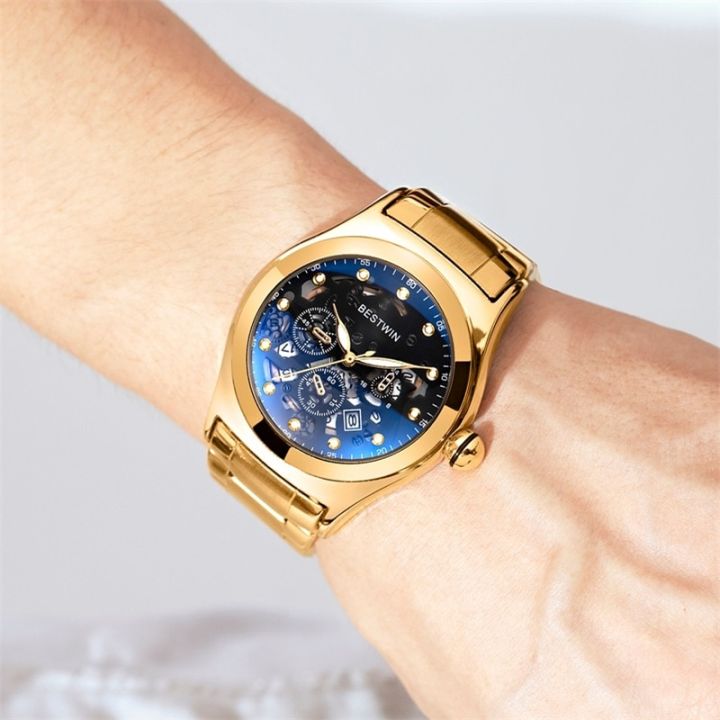 นาฬิกาข้อมือหรูหรา100-original-bestwin-สำหรับผู้ชายนาฬิกากันน้ำแบรนด์เนมนาฬิกาควอตซ์สปอร์ตสุดยอดนาฬิกาข้อมือผู้ชายเหล็กนาฬิกาข้อมือหรูหราใหม่