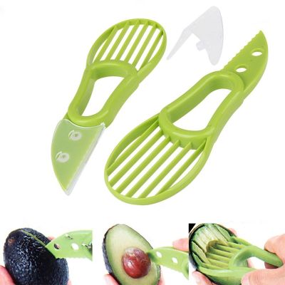 Multi-function 3-in-1 Avocado Slicer Shea Corer Peeler Fruit Cutter Pulp Separator Plastic Knife Vegetable Tools