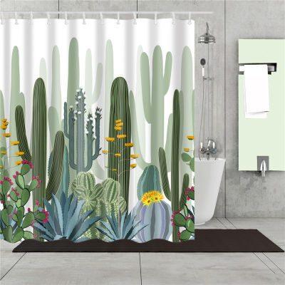 Shower Curtain Tropical Plants Cactus 3D Print Bathroom Polyester Waterproof for Bath Curtains