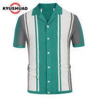 KYUSHUAD เสื้อโปโลระบายอากาศแขนสั้นสำหรับผู้ชายฤดูร้อนผ้าไอซ์ซิลค์ลายทาง