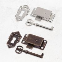 【YF】 Antique Iron Door Lock Drawer Jewelry Wooden Box Cabinet   Key Furniture Hardware Dual Color Optional