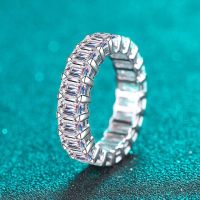 Smyoue White Gold 10.5CT All Moissanite Rings for Women Wedding Full Enternity Diamond Band 100% S925 Sterling Silver Jewelry