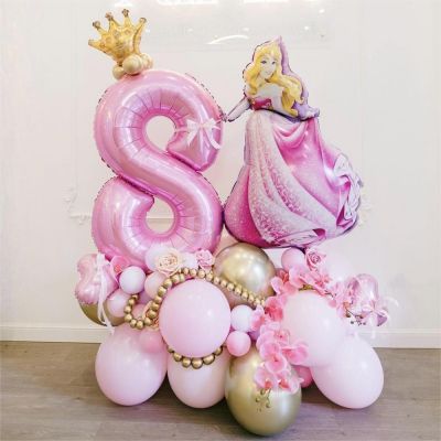 Disney Princess Sleeping Beauty Foil Balloon 30inch Pink Number Helium Globos Girls Birthday Party Decoration Baby Shower Balon Balloons