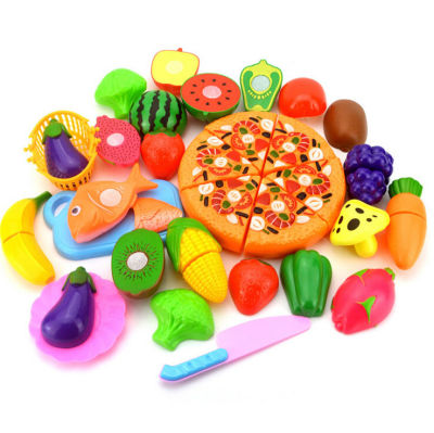 ของเล่นพลาสติกเล่นในบ้านพิซซ่าของเด็กเล่น,ผักผลไม้ของเล่นเพื่อการศึกษาเล่นติ๊งต่างในครัว26/36ชิ้น