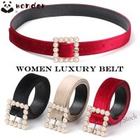 【hot sale】 ☼ B55 WONDERFUL Girls Women Belt Party Dress Pearl Button Velvet Waistband Luxury Jeans Pants Elegant Fashion Waist Chain black/beige/red