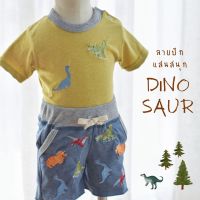 Once Upon A Time Kiddy - เสื้อและกางเกงเข้าชุด - ปักลายไดโนเสาร์