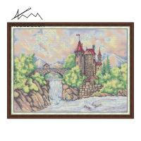 Crossdecor Cross Stitch ออกแบบใหม่รูปแบบภูมิทัศน์ Aida 14CT 11CT ผ้า Handmade ปักชุดพร้อมวัสดุสำหรับผู้เริ่มต้นตกแต่งสำหรับ Sala Wall - Forest Castle