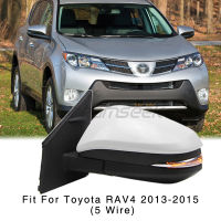 กระจกมองหลังปีกข้างสีขาวสำหรับรถยนต์โตโยต้า RAV4 XA40 2013 2014 2015ไดรเวอร์ LED ประตูด้านข้างไฟสัญญาณเลี้ยวสายไฟ5เส้น