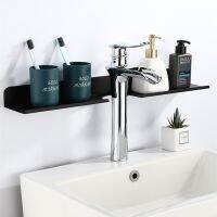 ✸ Black Bathroom Shelf Wall Mounted Shower Caddy Adhesive Shelves Floating Rack Holder for Bath Kitchen Balcony Washroom Storage